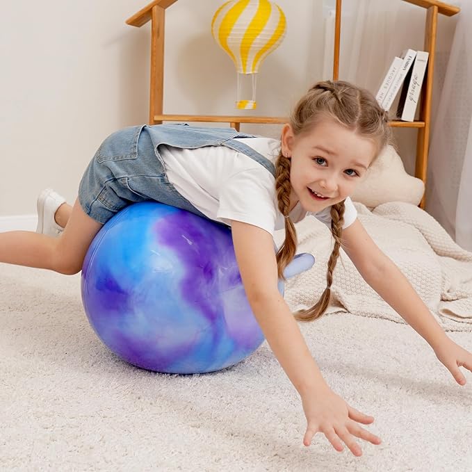 ZOOJOY Hopper Ball 2 Pack, 18 in Hopping Balls for Kids 3-8, Bouncy Ball with Handle for Boys & Girls Indoor Outdoor Play, Inflatable Bounce Hippity Hop Toys with Pump(Clouds)