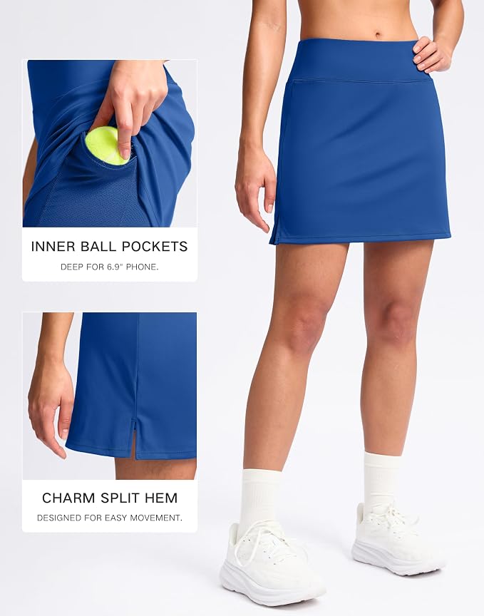 16" Skorts with 2 Pockets | Side Slits, High Waisted, A Line, Casual, Pickleball, Athletic, Golf, Tennis Skirt, for Women
