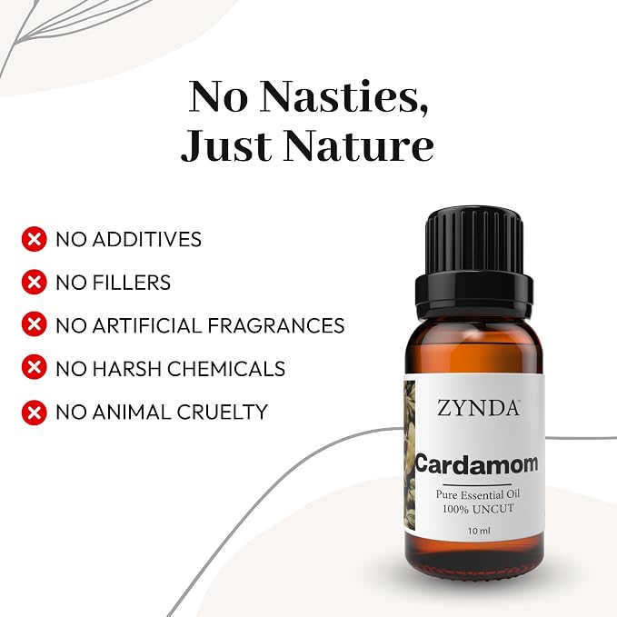 Cardamom Essential Oil – 100% Pure & Natural Aromatherapy Oils | Warm Cardamom Oil for Skin, Hair & Diffuser | Essential Oils for Relaxation & Wellness | Lab-Tested – Made in USA, 10mL
