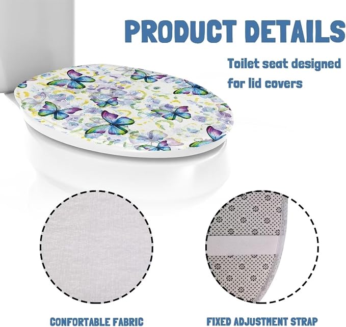 Butterfly Toilet Seat Cover, Suitable for Most Round and Elongated Toilet Seats, Bathroom Decoration Fits Home Hotel Toilet Lid Cover