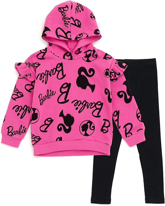 Barbie Girls Fleece Hoodie and Leggings Outfit Set Toddler to Big Kid Sizes (2T - 18-20)