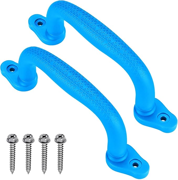 Dolibest 2-Pack Safety Handles for Swing Sets & Playsets - Monkey Bars with Anti-Skid Grip & Finger Indentations, Plastic Grab Handles, Easy Mounting for Climbing Frames, Playhouses, Treehouses
