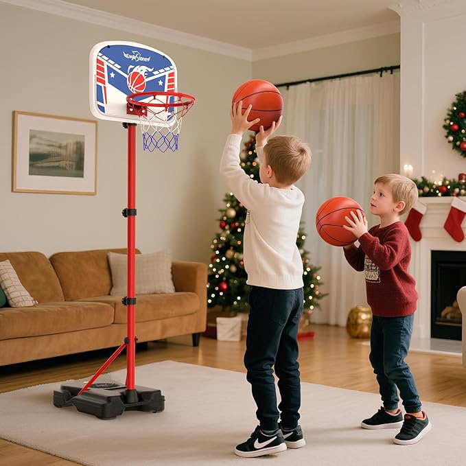 EagleStone Kids Basketball Hoop with Stand, Adjustable Height Basketball Set Toddler Toys for Boys and Girls Age 3-12, Indoor Outdoor Backyard Sport Game Gift with Sandbag for Stability