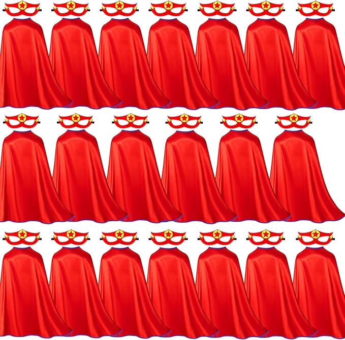 iROLEWIN Superhero-Capes for Kids Bulk 20 Pack Superhero Party Favors Toddler Dress-up Halloween Group Costumes Pretend Play