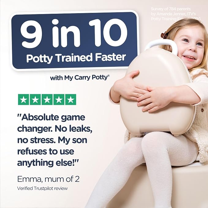 My Carry Potty - Natural Beige Travel Potty, Award-Winning Portable Toddler Toilet Seat for Kids to Take Everywhere