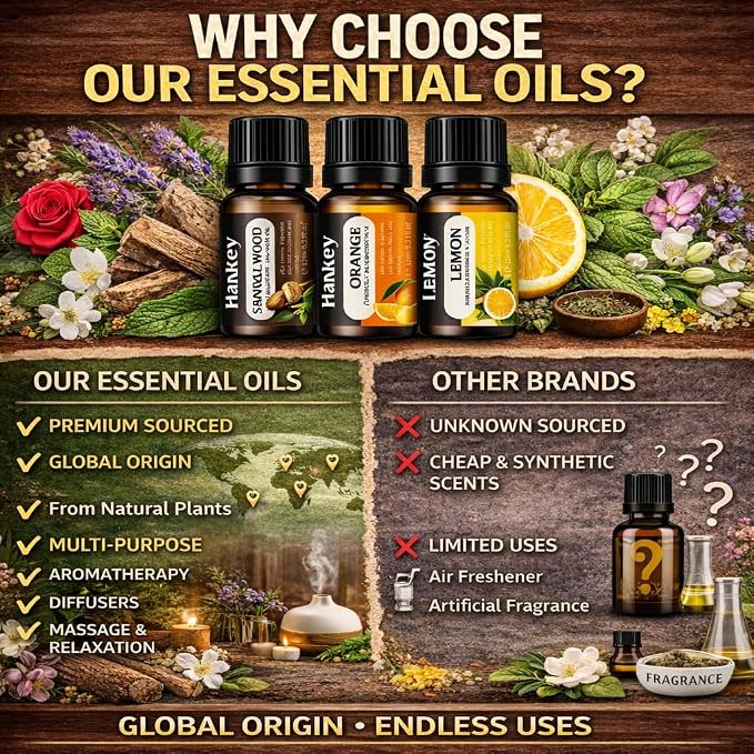 12 Pack Essential Oils Gift Set, Premium Fragrance Essential Oils for Diffuser, Air Purifier, Humidifiers, Essential Oil Scent Aromatherapy Oils for Relaxation, Travel, Sleep & Mood, 10ml / 0.34fl.oz