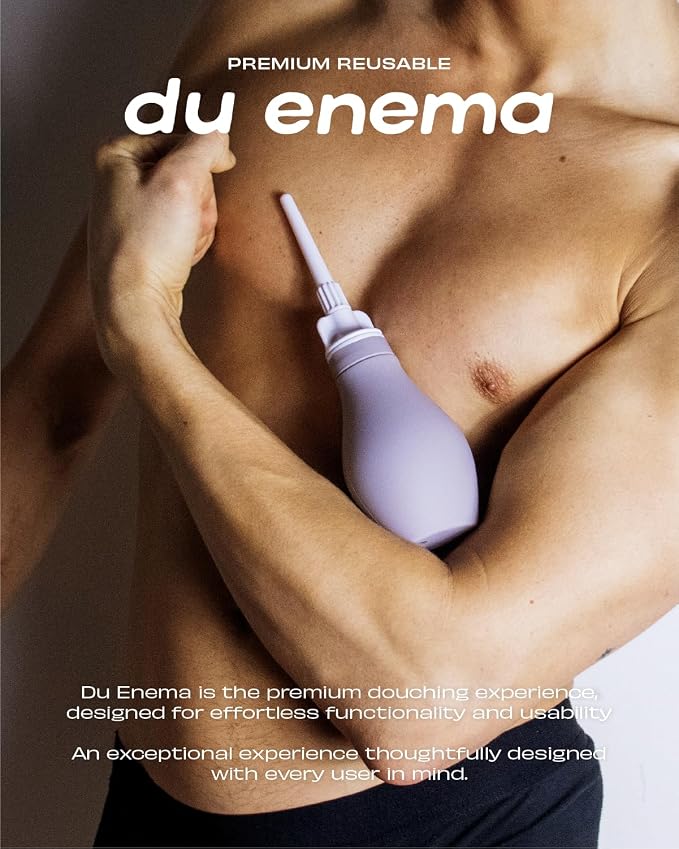 Du Silicone Anal Enema Kit for Colon Cleansing Anal Douche for Women & Men Soft Enema Bulb with Replaceable Flexible Tips - 6oz