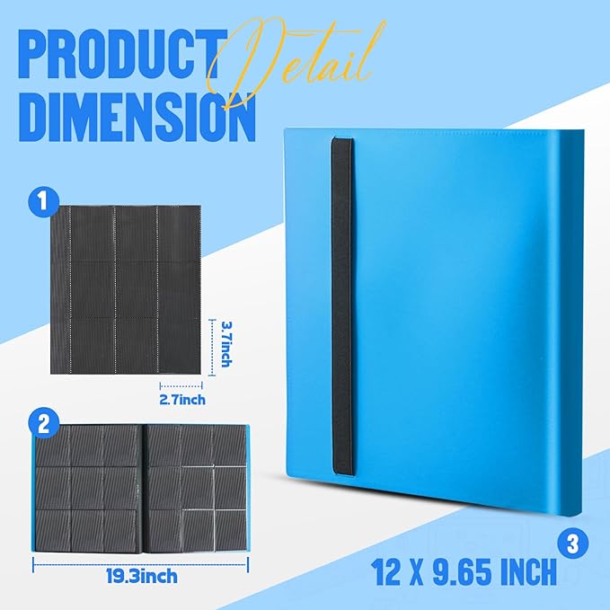 Card Binder 9-Pockets,Trading Card Binder,20 Pages, 360 Card Capacity Collection Binder, Card Folder for MTG, TCG, Game Cards & Sports Cards (Sky blue)