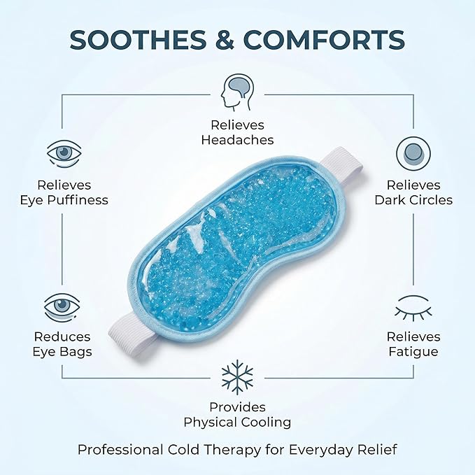 Cooling Eye Mask 2 Pack, Gel Eye Mask Cold Pack for Puffiness, Ice Eye Mask for Puffy Eyes, Hot Cold Compress for Eyes, Reusable Freezer Eye Mask Blue and Pink Color
