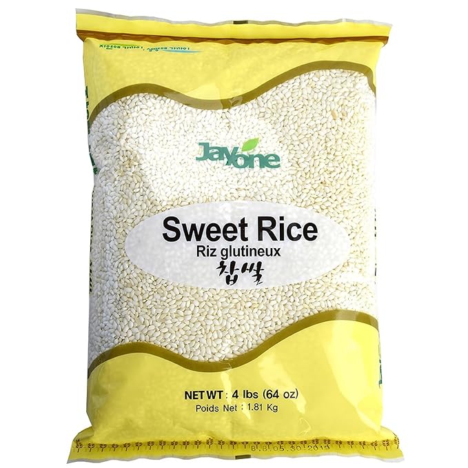 Jayone Sweet Rice, 4 lb, Glutinous Rice, Sticky Rice for Rice Cakes, Desserts, Porridge, Multigrain Rice, and Everyday Cooking