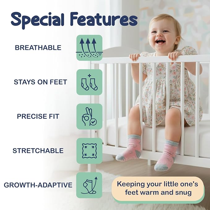 Mother's Choice Organic Cotton Baby Socks 6–12 Months, 6 Pairs Toddler Socks Boys Cotton Socks Soft Hypoallergenic Breathable Gentle On Baby Skin Comfortable Daily Wear Essentials For Newborns
