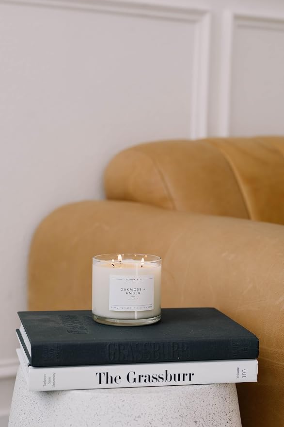 Calyan Wax Co. Apples & Maple Bourbon 3 Wick Scented Candle - 43 Hour Burn - Luxury 3 Wick Soy Candles - Clean Soy Wax Candles - Long Lasting Large Glass Jar Candle for Home - 14.9oz