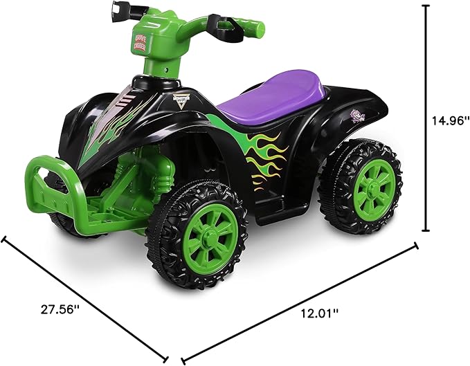Monster Jam 6V ATV Quad for Kids - Powerful and Safe Ride-On Toy with Rechargeable Battery - Forward and Reverse Driving - Max Weight Capacity of 55 LBS - Ages 2-3 Years