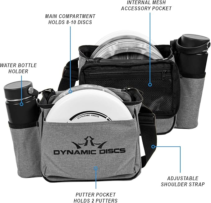Dynamic Discs Cadet Disc Golf Shoulder Bag | Small Disc Golf Bag, 10-12+ Discs Capacity | Great for Beginners | Lightweight & Durable | Sling over Shoulder to Carry Easily