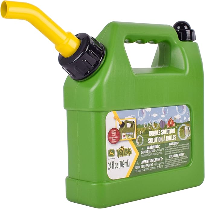 John Deere Bubble Can 24oz Bubble Bottle with Pouring Spout, Outdoor Summer Fun, Bubble Refill