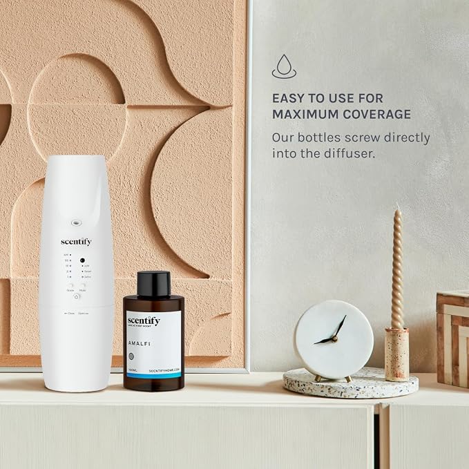 Scentify Amalfi Aroma Oil Refill Scent for Oil Diffusers - Lemon, Jasmine, Orchid, Amber, Musk Scents - Luxurious Relaxing Aromatherapy Diffuser Fragrance 100ml, 3.38 oz