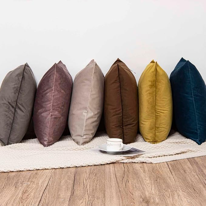 Throw Pillow Covers Set of 2 for Couch Bed Velvet Cushion Cover 14x14,Ash | Decorative Pillow Covers with Invisible Zipper for Sofa Living Room Bedroom Home Decor Modern