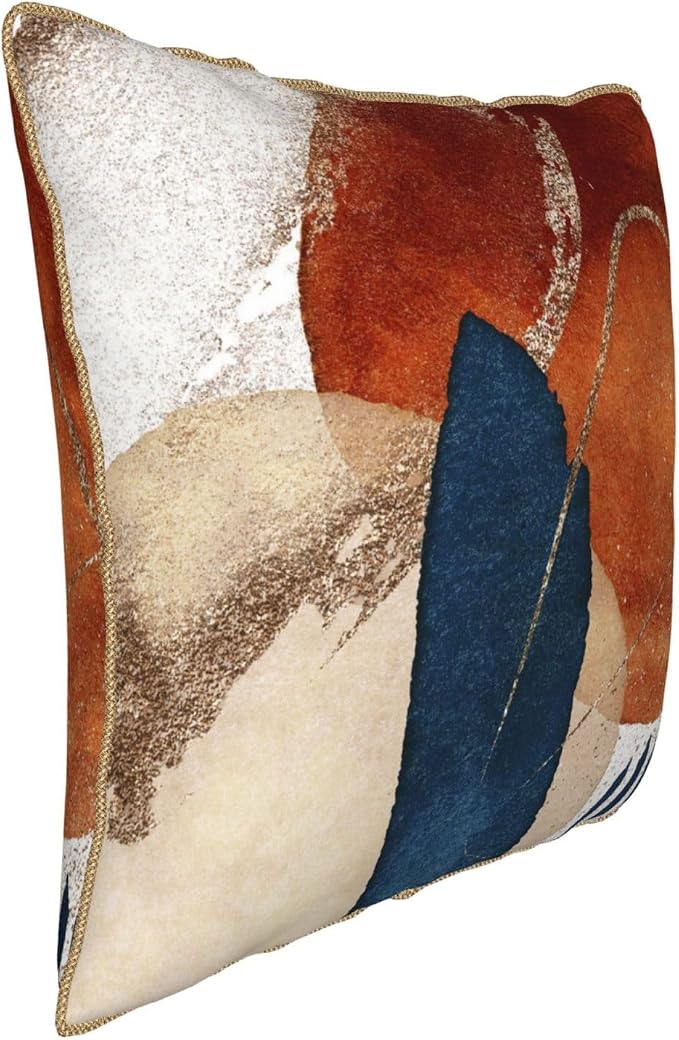 Navy Blue Burnt Orange Velvet Pillow Covers 20x20 Inch Boho Geometric Mid Century Throw Pillows for Couch Farmhouse Cushion Covers Pillowcase Modern Abstract Pillow Cases For Sofa Bed Outdoor Decor