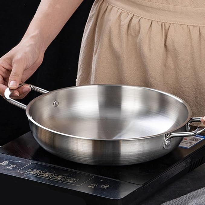 Korean Ramen Pot, 8.7 inch Stainless Steel Ramen Cooking Pot for Stove Top and Induction Cooktops, Lightweight Saucepan with Double Handles for Soup Noodle Pasta (22cm)