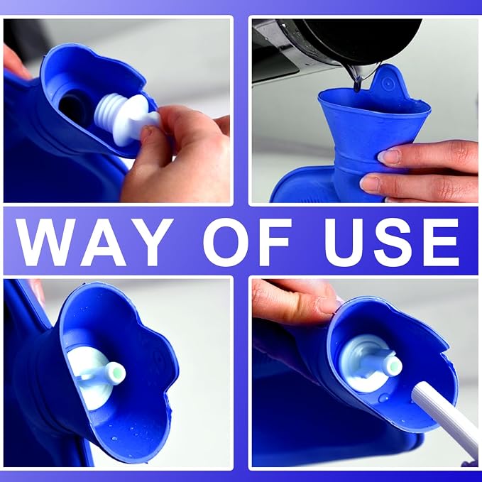2 L Enema Bag Home Enema Kit with 3 Enema Tips,60 inch Long Silicone Hose, Controlable Water Flow Valve, Hot-Water Bottle for Colon Cleansing Enemas for Women/Men（Blue）