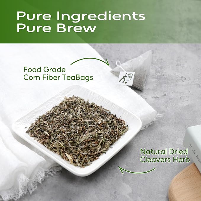 FullChea - Cleavers Tea Bags, 40 Count, Dried Cleavers Herb | Natural cleavers herbal tea, non-GMO, caffeine-free, crafted from premium galium aparine for daily body cleansing