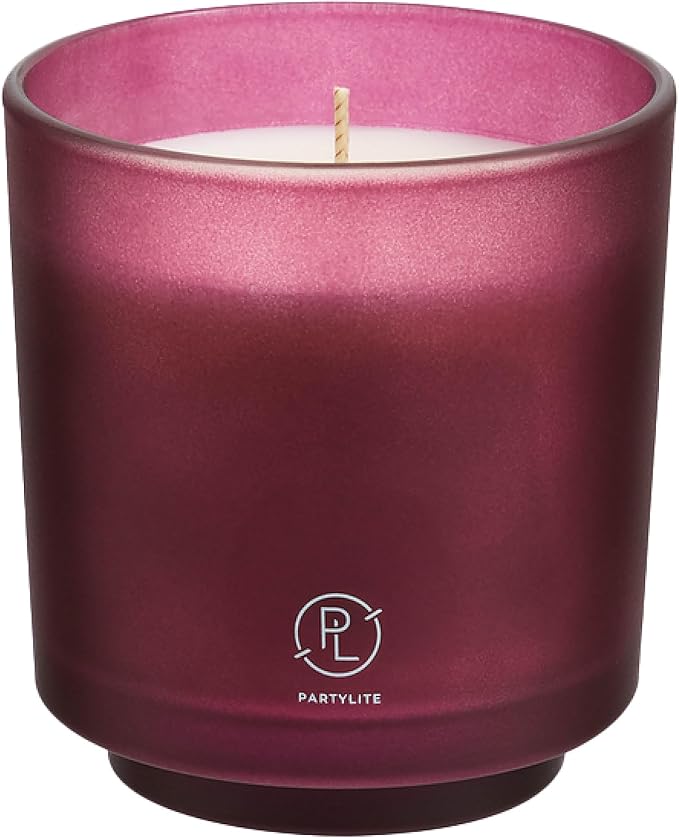 PartyLite Mulberry Scented, with Notes of Black Currant, BlackBerry, Mulberry & Pomegranate,10oz 1-Wick Aromatherapy Refillable Jar Candle, 50 Hour Burn Time, Sustainable Wax in Reusable Vessel