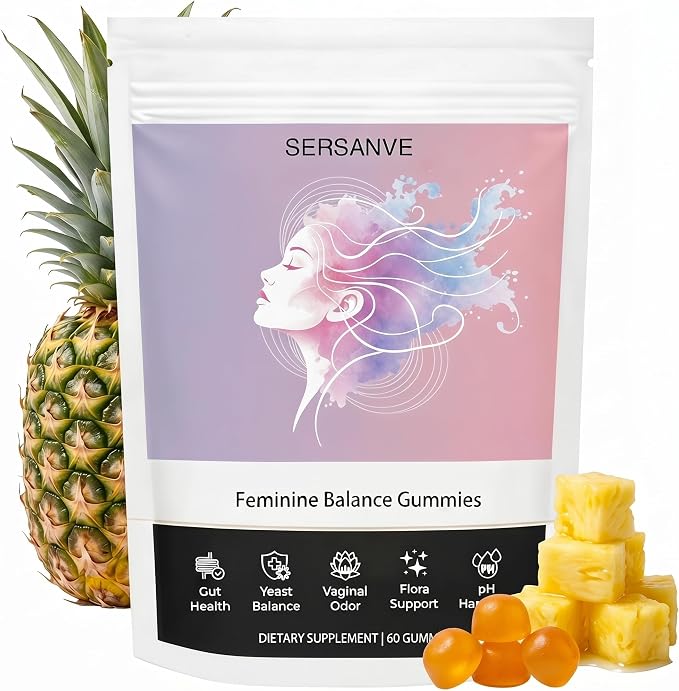 Feminine Balance Gummies for Women | Premium Feminine Balance Gummies, Hawaiian Pineapple for pH Balance, Healthy Odor & Immune Support | Daily Feminine Gummies for Vaginal & Gut Health, 60 Count