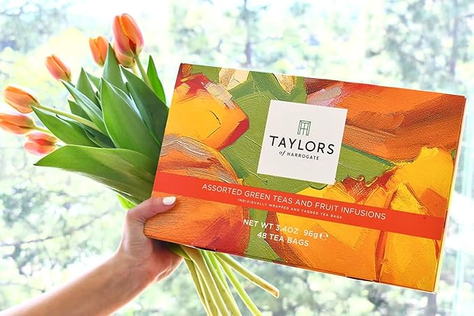 Taylors of Harrogate Assorted Green & Herbal Teas Sampler,Variety Pack Gift Box,Individually Wrapped Bags,Premium Green & Herbal Teas, Mixed Caffeinated & Caffeine-Free Selection, 48 Count (Pack of 2)