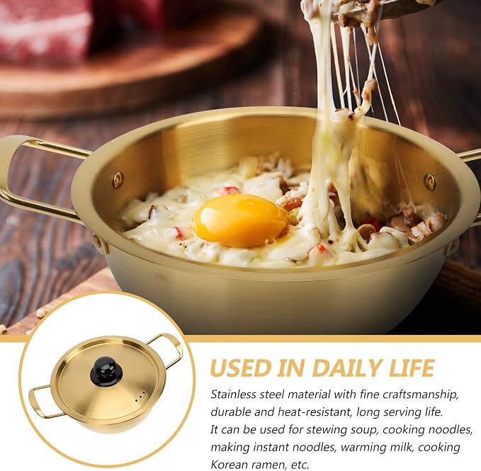 ERINGOGO Korean Noodle Pot Stainless Steel Instant Ramen Maker Easy Clean Family Size