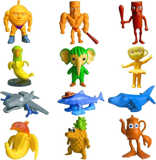 12PC Italian Brainrot Toy Figures Animals Tralalero Tralala Figure Tung Tung Tung Sahur Figurine Bombardiro Crocodilo Animals Figurine Doll Gifts for Fans