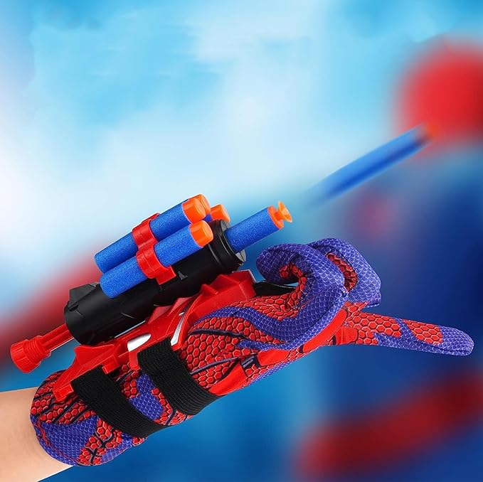 Set of 2 Spider Web Shooters Easter Basket Stuffers for Kids Wrist Launcher Web Shooter Spider Gloves Web-Shooters fo Kids Easter Decorations Party Favors