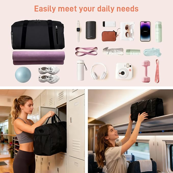 Yoga Mat Bag, Gym Workout Bag with Water Bottle Pocket, Pilates Bag for Women with Wet & Dry Pocket, Yoga Bags and Carriers Fits All Your Stuff, Yoga Tote Bag for Sports Travel Office