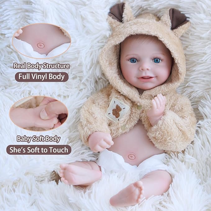 Realistic Reborn Baby Dolls - 18 Inch Lifelike Newborn Baby Doll Girl Real Life Baby Dolls Soft Full Silicone Body Gift Toy for Kids Age 3+