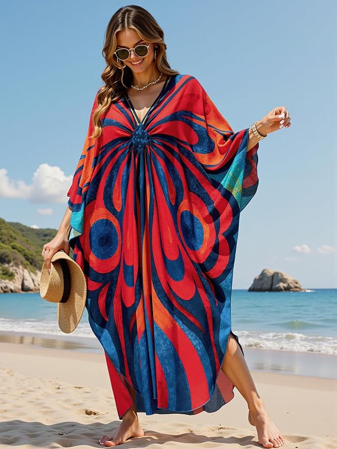 Mumu Dresses for Women Plus Size, Bohemian Kaftan Beach Cover Up Long Maxi Nightgown Soft Loungewear