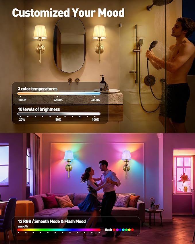 10000mAh Battery Operated Wall Sconce Set of 2,Rechargeable Wall Sconces set of Two,Vintage Gold Sconces Wall Decor,Wireless Wall Lamp,Cordless Wall Lights Living Room Bedroom (Not Peel and Stick on)