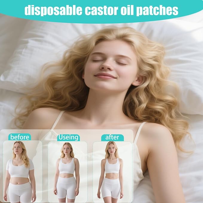 120PCS Disposable Castor Oil Belly Button Patch– Oil-Free, Self-Adhesive Cotton Core Wrap for Neck, Shoulders & Knees, No Wash, Anti-Seepage (White Square)