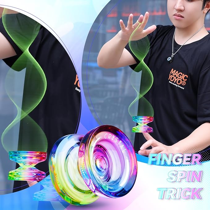 MAGICYOYO K2 Responsive Yoyo for Kids 8-12, Professional Yo yo for Beginners, Plastic Dual Function Yo-Yo with 12 Yoyo Strings, Yo-yos Case Bag + Yoyos Accessory Kit (Blue Pink Yellow Gradient)