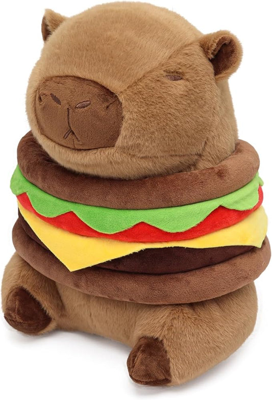 Hamburger Capybara Plush17.7inch,Cute Burger Capybara Stuffed Animal Giant Capibara Plushies Pillow Toy Gifts for Boys Girls Kids