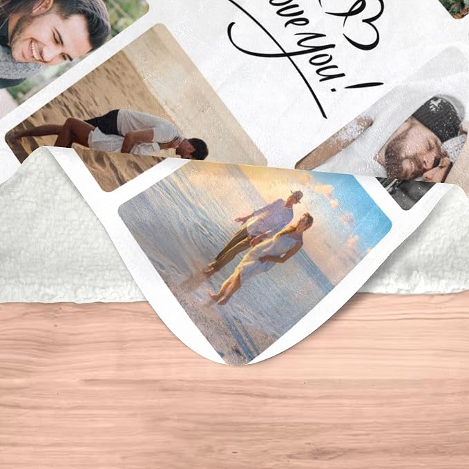 inkArts Personalized Blanket with Photo, Custom Photo Blanket, Customized Picture Blankets, Customizable Blankets, Personalized Anniversary Couple Gifts for Women Men Her Him Girlfriend Boyfriend