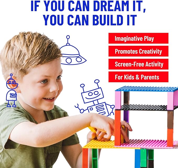 Strictly Briks Classic Stackable Baseplates, for Building Bricks, Bases for Tables, Mats, and More, 100% Compatible with All Major Brands, Rainbow