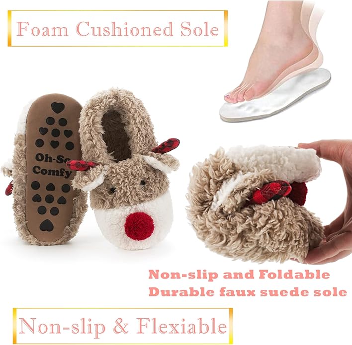 Cute Animal House Slippers, Warm Fuzzy Slipper Socks with Grippers Non Slip, Cozy Funny Gifts