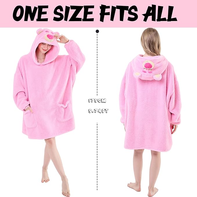NEWCOSPLAY Wearable Blanket Hoodie Sherpa Hoodie Blanket for Women Men Warm Oversized Sweatshirt with Pockets