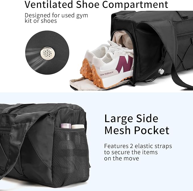 Handbag for Women Yoga Bag Large Capacity Yoga Pad Buckle with Shoe Compartment Water Bottle Sports Gym Bag Travel