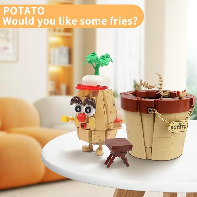 Potato Model Building Set - Creative Potted Plant Building Blocks Toy for Kids & Adults, Compatible with Lego, DIY Home & Office Decor, Ideal Gift for Birthday, Christmas (JJ9208)