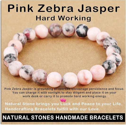 AD Beads Handmade Gemstone Stretch Elastic Bracelet Crystal Healing Reiki Nature's Beauty and Spiritual Essence Unisex