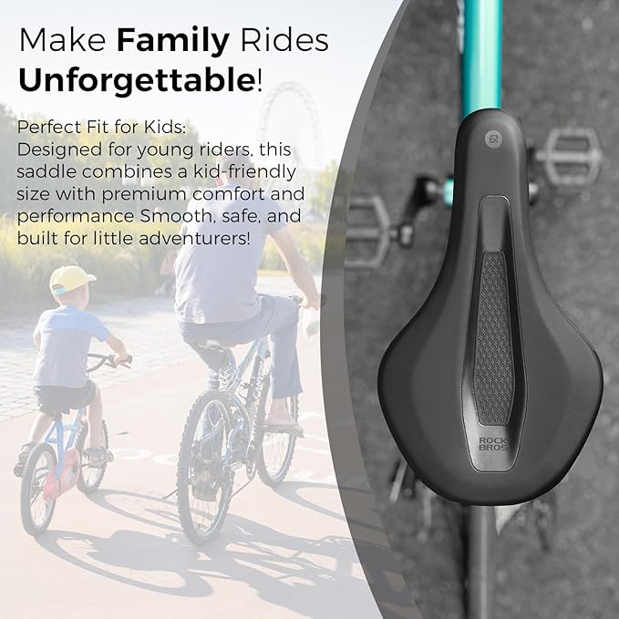 ROCKBROS Kids Bike Saddle Youth Replacement Bike Seat Kids Bicycle Seat with Ergonomic Design -3 Zone Concept - Waterproof, Enhance Young Little Riders Gifts for BMX, MTB & Road 16" to 24"