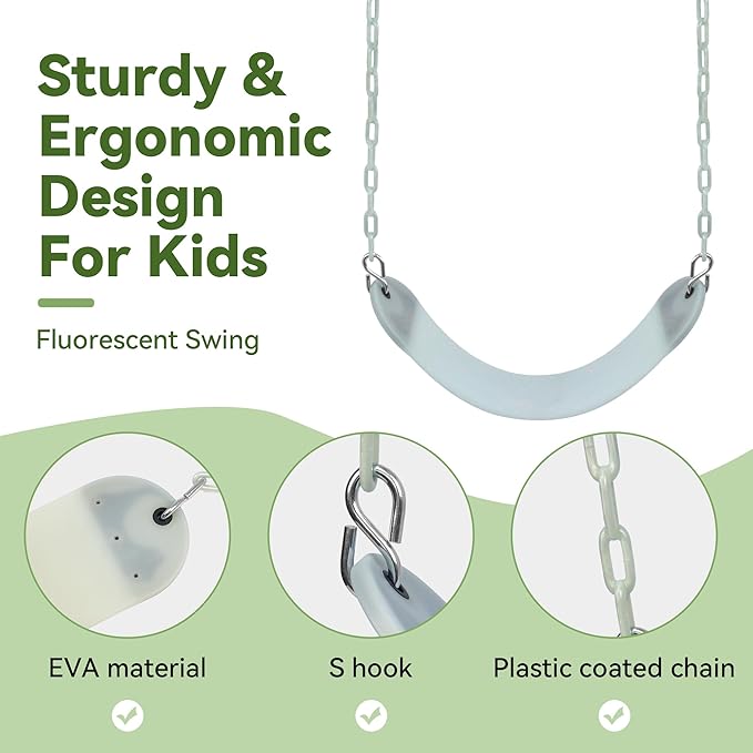 Heavy Duty 66 Inches Chain Plastic Coated Swing Seat Replacement Swing Set Accessories Outdoor Glow in The Dark