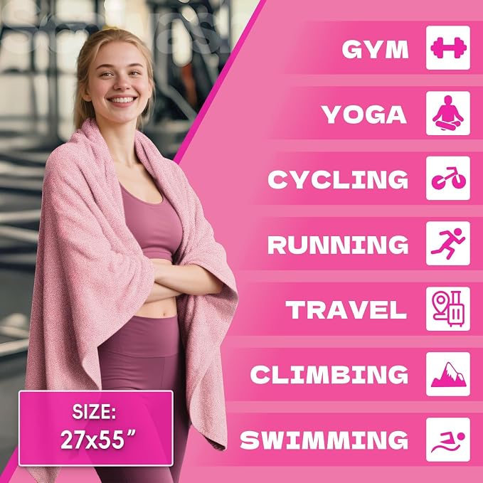 Microfiber Gym Towels for Showering Working Out Quick Dry Negative ions Large Middle Small Sizes Lightweight Gym Towel for Men Women Tennis Sports Towels for Body Hot Yoga Fitness Essentials
