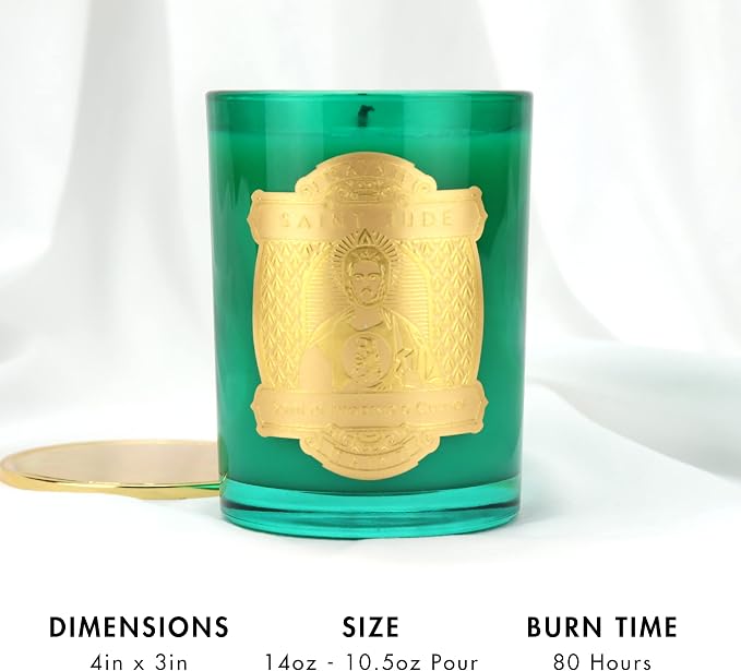 SAINT Jude Scented Candle with Prayer and Prayer Coin | Saint of Impossible Causes - Soy Coconut Aromatherapy Candle with 80 Hour Burn Time, Special Edition