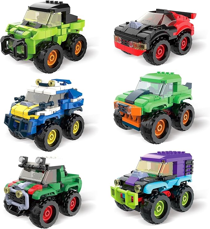 Monster Truck Micro Brick Building Toy for Boys and Girls, Pull Back Car Toys for Kids, DIY Building Toy, Gift Idea for Teens Ages 8+ Kids